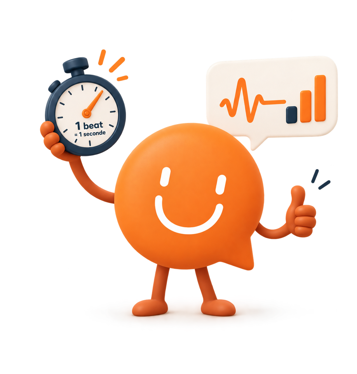 Memo-mascotte met chronometer: 1 beat = 1 seconde