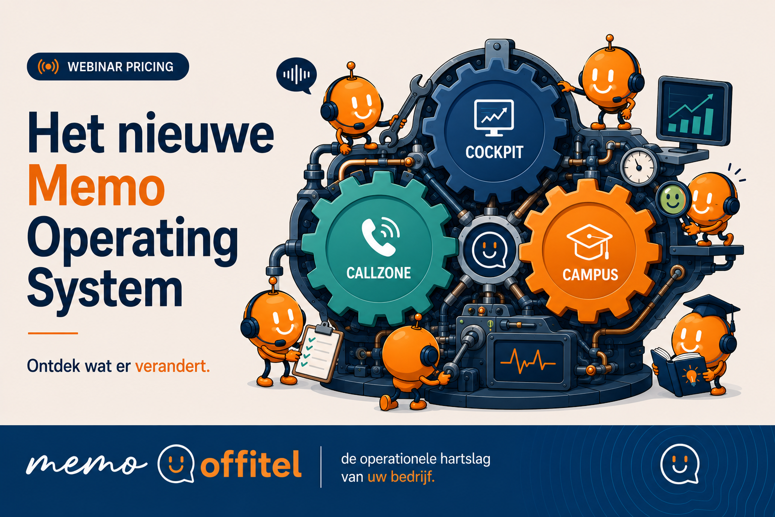 Memo Operating System: Cockpit, Callzone en Campus als samenwerkende tandwielen